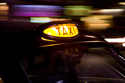 出租车,夜晚,伦敦,英国