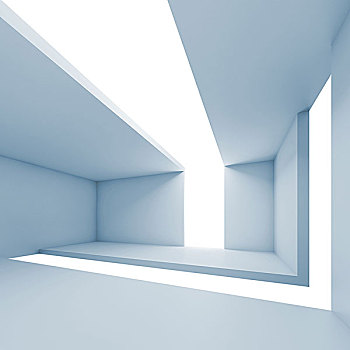 抽象,建筑,空,蓝色,未来,室内,白色背景,插画