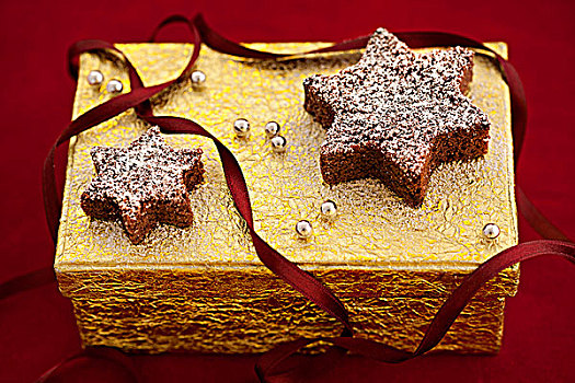 巧克力,星,金色,礼盒