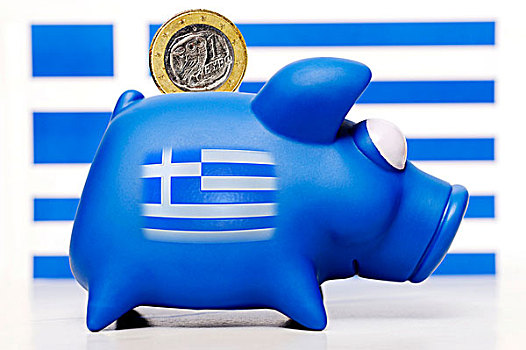 小猪,希腊,旗帜,象征,图像,政府,赤字,债务,危机