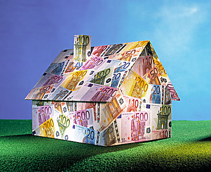 房子,欧元钞票
