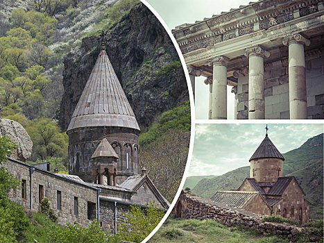 抽象拼贴画,寺院,亚美尼亚,图像,旅行,背景,照片
