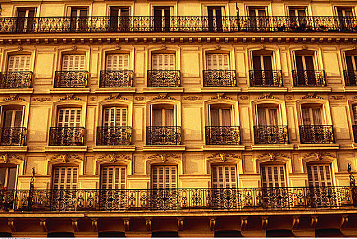 排,窗户,露台,百叶窗,巴黎,法国