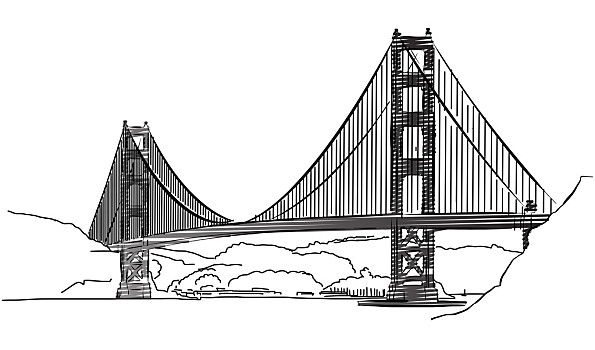 美国大桥 简笔画图片