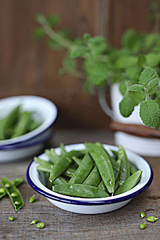 糖,豌豆,瓷釉,碗