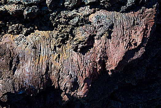 冰岛,冷却,火山岩,特写,红色,黑色,光泽