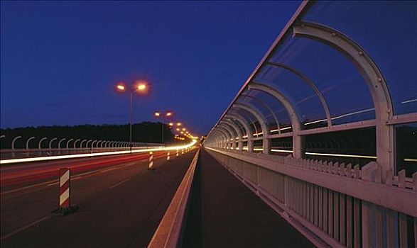 桥,公爵夫人,夜晚,交通,卢森堡,欧洲