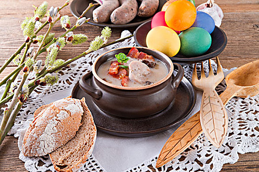 波兰,复活节,汤,蛋,香肠