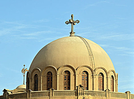 穹顶,希腊,东正教,教堂,科普特,开罗,埃及,北非