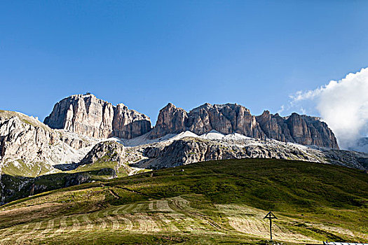 风景,山,山麓,多,著名,小路,白云岩,特兰迪诺,意大利