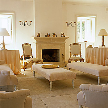 一个,客厅,白色,墙壁,软垫,家具