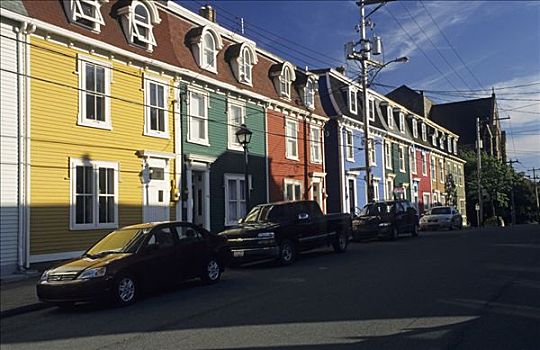 彩色,房子,历史,中心,纽芬兰