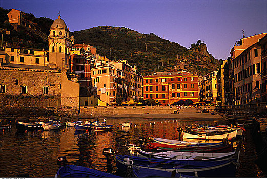船,港口,靠近,建筑,维纳扎,五渔村,意大利