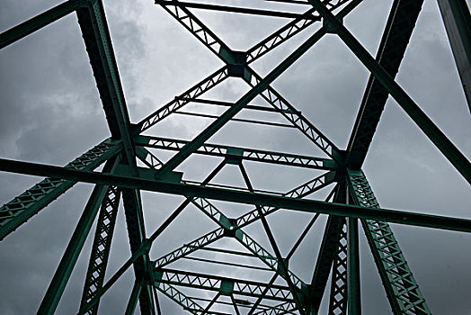 仰视,金属,桥,天空,新布兰斯维克,加拿大