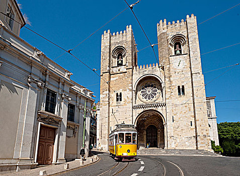 葡萄牙,里斯本,地区,大教堂,有轨电车