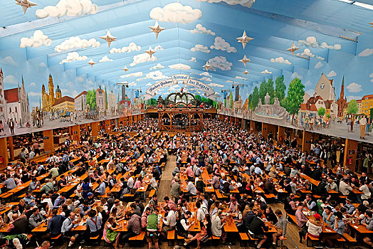 啤酒帐篷,慕尼黑,上巴伐利亚,巴伐利亚,德国,欧洲