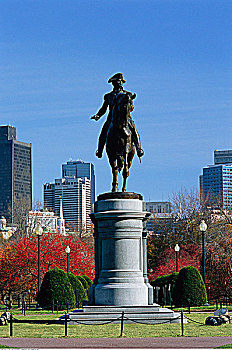 乔治-华盛顿,雕塑,波士顿公共公园,波士顿,马萨诸塞,美国