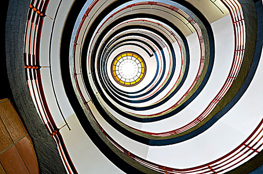 圆形,楼梯,建筑,汉堡市,德国,欧洲