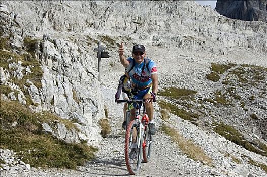 山地自行车,三个,顶峰,区域,白云岩,意大利