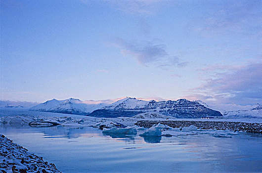冰山,沿岸,水,冰岛