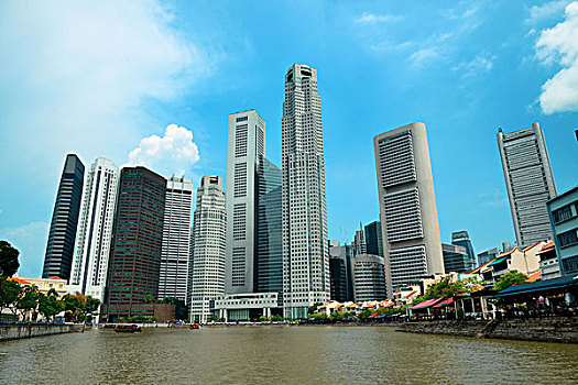 码头,湾,城市,摩天大楼,新加坡