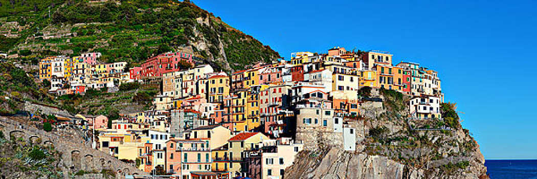 意大利,风格,建筑,上方,悬崖,马纳罗拉,五渔村