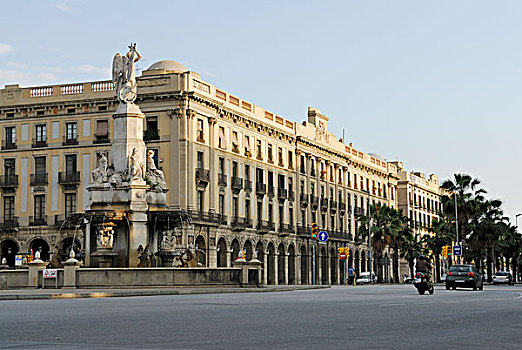 喷泉,雕塑,新古典,建筑,贝劳,巴塞罗那,加泰罗尼亚,西班牙