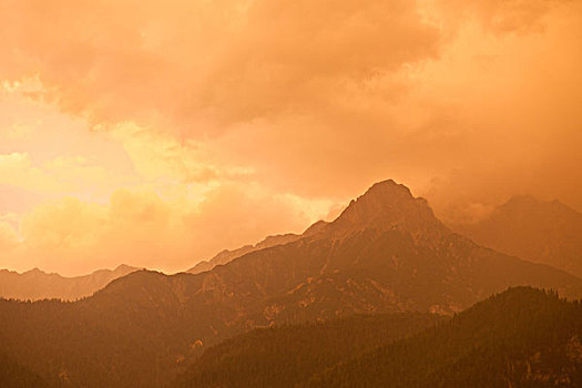 日落,阿尔卑斯山