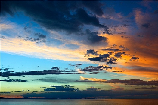 夜空,云,上方,提提卡卡湖,玻利维亚
