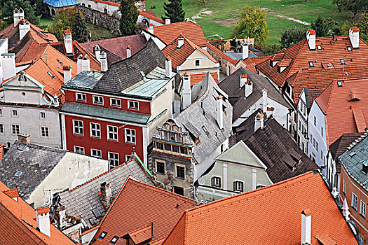 屋顶,克鲁姆洛夫,世界遗产,南,波希米亚,捷克共和国,欧洲