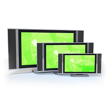 液晶屏,电视,不同,尺寸,绿色