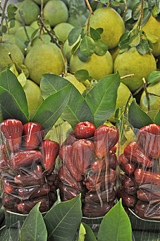 苹果,柚子,出售,市场货摊,曼谷,泰国
