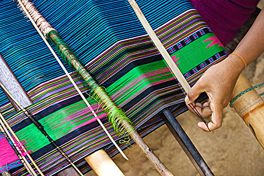女人,编织,布,印度尼西亚
