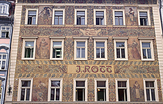 仰视,壁画,建筑,布拉格,捷克共和国