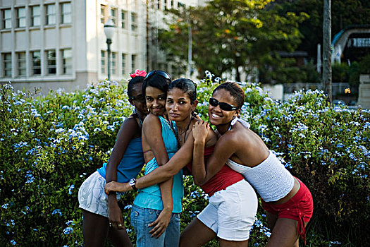 brazil,rio,de,janeiro,group,of,young,girls,posing,for,picture