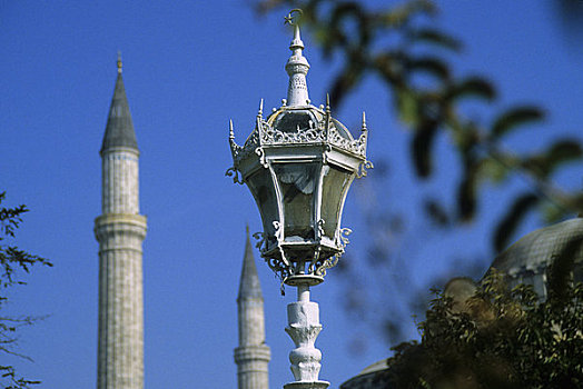 土耳其,伊斯坦布尔,灯笼,尖塔,索菲亚,背景