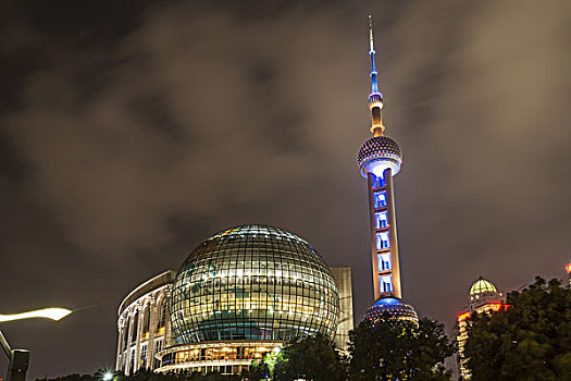 东方明珠塔,光亮,夜晚,上海,中国