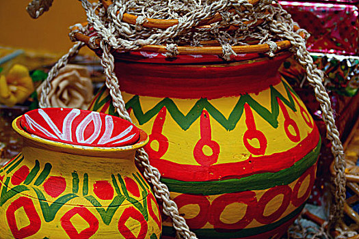 彩色,罐,甜食,蛋糕,婚礼,达卡,孟加拉,二月,2007年