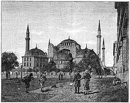 清真寺,索菲亚,君士坦丁堡,19世纪,艺术家,未知