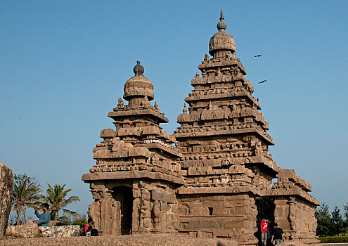 岸边,庙宇,马哈巴利普兰,马哈拉里普林,泰米尔纳德邦,印度,亚洲