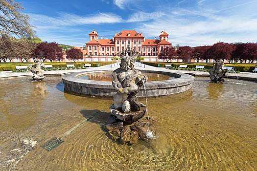 宫殿,晴天,喷泉,布拉格,捷克共和国,欧洲