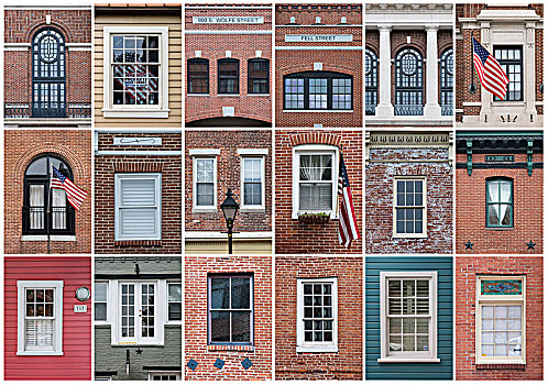 不同,窗户,建筑,历史,区域,巴尔的摩