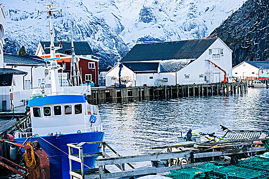 渔船,码头,瑞恩,挪威