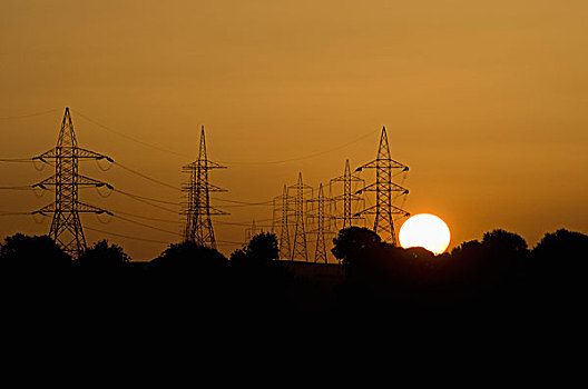 电线,日落,埃及
