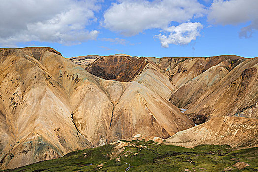 冰岛,高地,兰德玛纳,流纹岩,山,玩,彩色