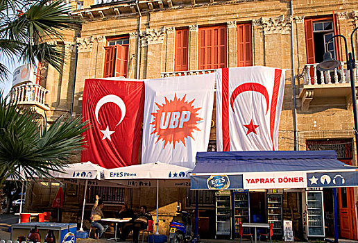 土耳其,旗帜,老城,尼科西亚,塞浦路斯,希腊,欧洲