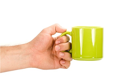 手,绿色,杯子