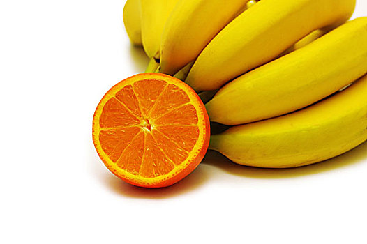 香蕉串,橙色,隔绝,白色背景