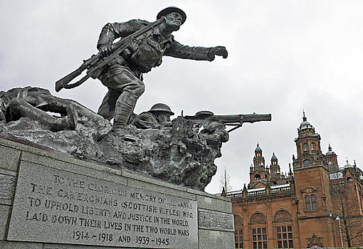 苏格兰,格拉斯哥,战争纪念碑,公园