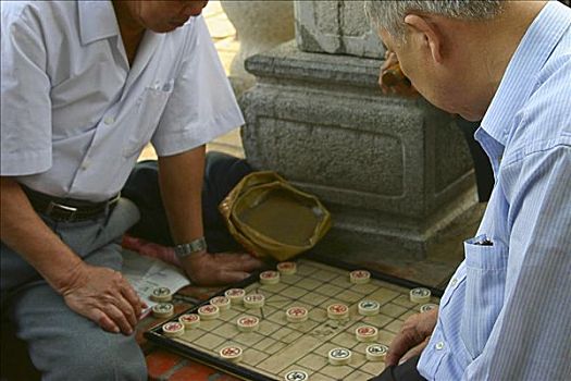 两个,成人,玩,棋类游戏,河内,越南